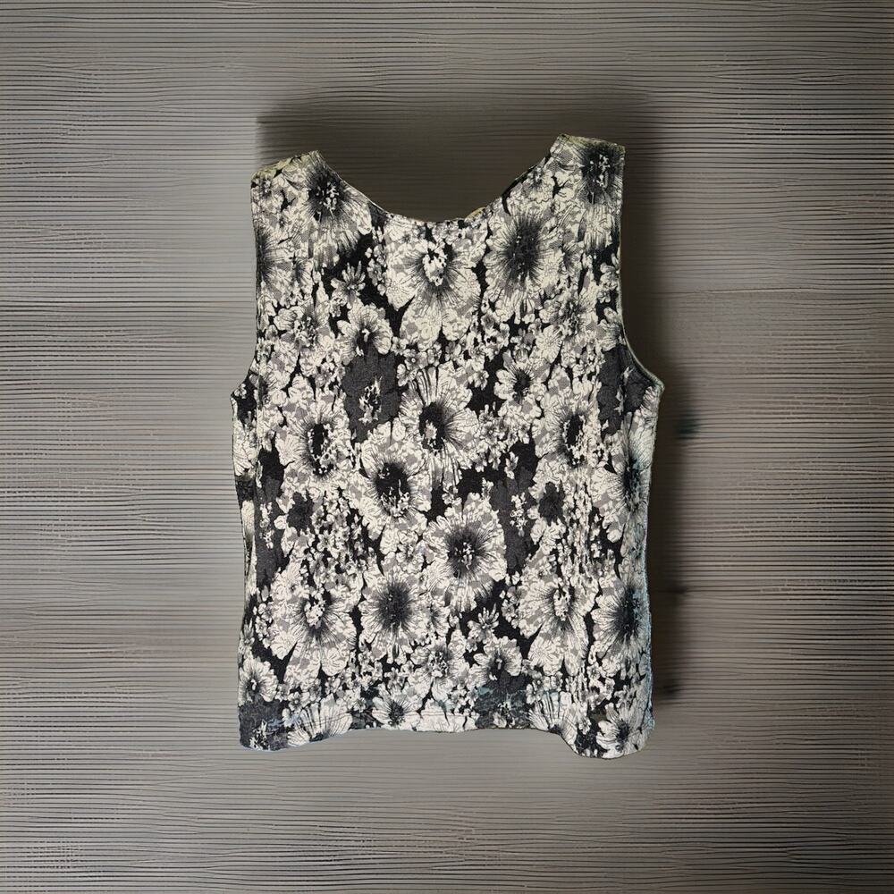 Chico's Design Women’s Plus 18 Black/White Floral Lace Lined Tank Top